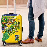 Brazil Football World Champions 2026 Luggage Cover Brasil Futebol - Jaguar Mascot - Vibrant Carnival Style