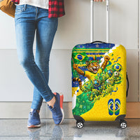 Brazil Football World Champions 2026 Luggage Cover Brasil Futebol - Jaguar Mascot - Vibrant Carnival Style