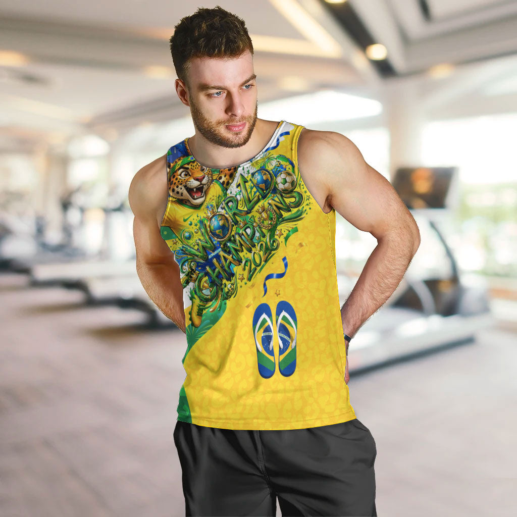 Brazil Football World Champions 2026 Men Tank Top Brasil Futebol - Jaguar Mascot - Vibrant Carnival Style