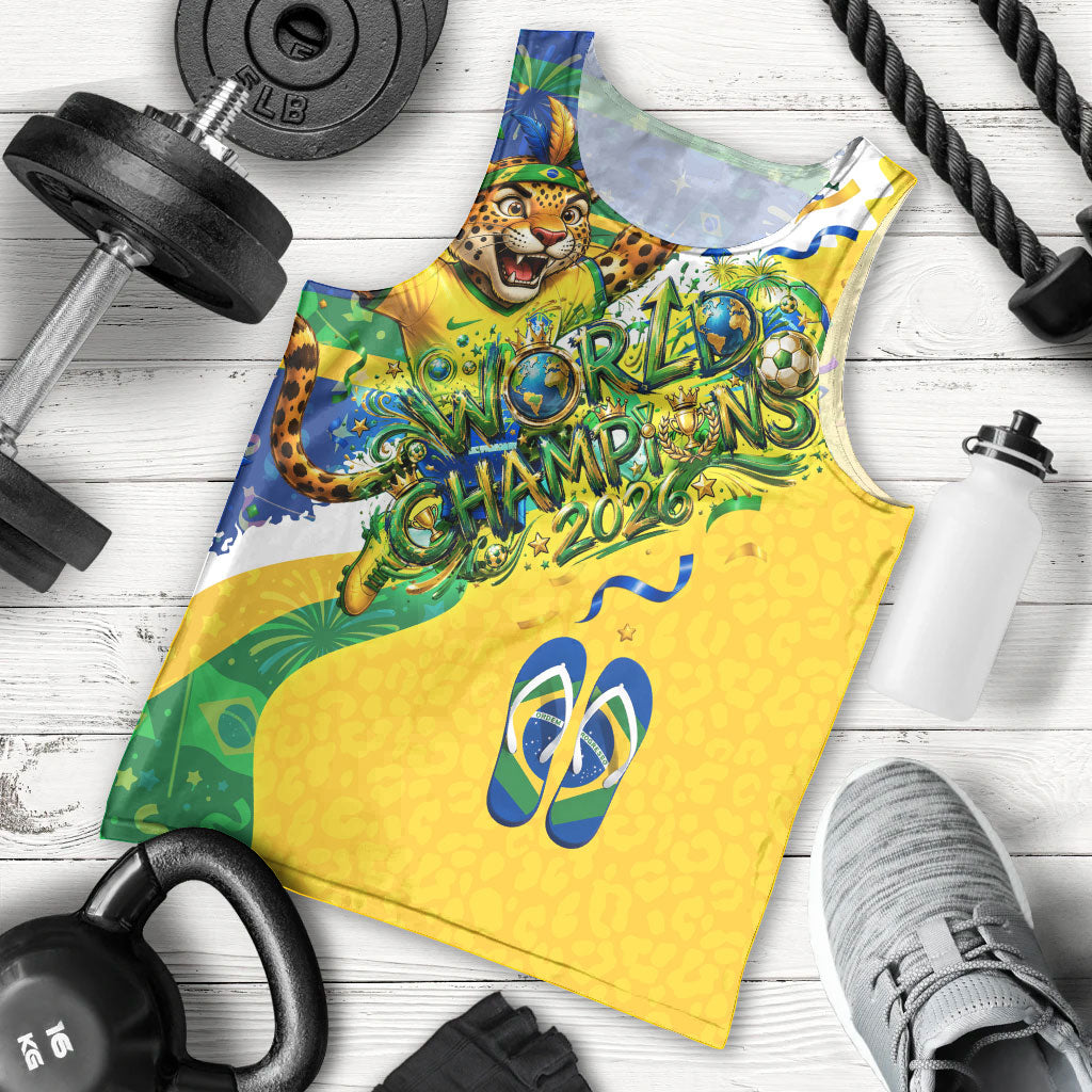Brazil Football World Champions 2026 Men Tank Top Brasil Futebol - Jaguar Mascot - Vibrant Carnival Style