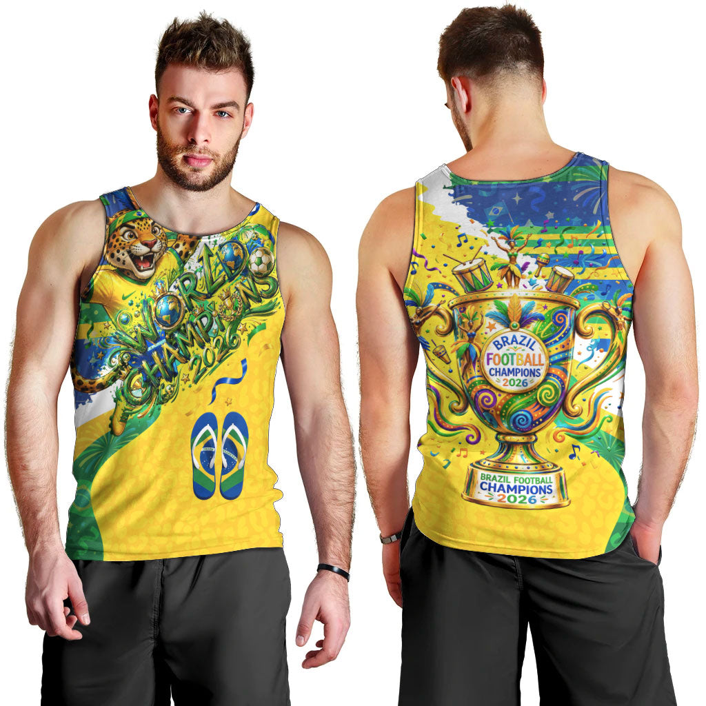 Brazil Football World Champions 2026 Men Tank Top Brasil Futebol - Jaguar Mascot - Vibrant Carnival Style