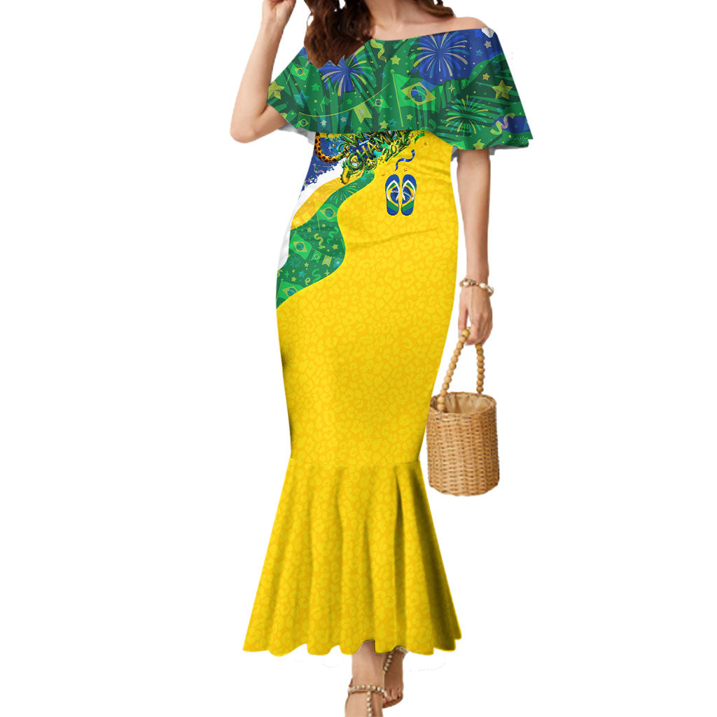 Brazil Football World Champions 2026 Mermaid Dress Brasil Futebol - Jaguar Mascot - Vibrant Carnival Style