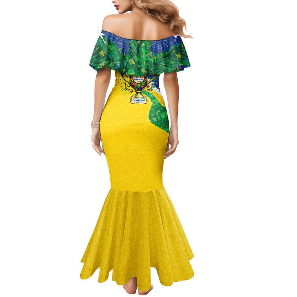 Brazil Football World Champions 2026 Mermaid Dress Brasil Futebol - Jaguar Mascot - Vibrant Carnival Style