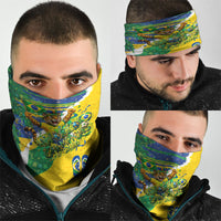 Brazil Football World Champions 2026 Neck Gaiter Brasil Futebol - Jaguar Mascot - Vibrant Carnival Style