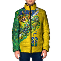 Brazil Football World Champions 2026 Padded Jacket Brasil Futebol - Jaguar Mascot - Vibrant Carnival Style
