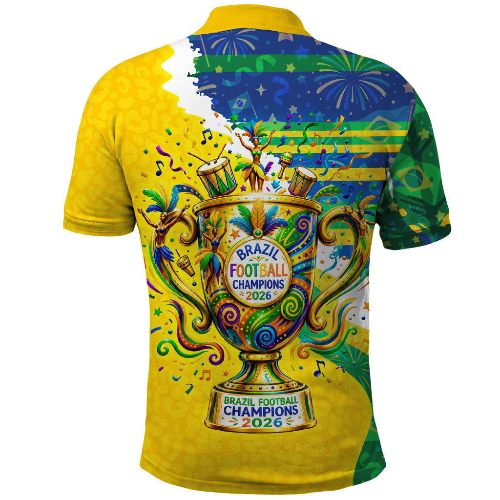 Brazil Football World Champions 2026 Polo Shirt Brasil Futebol - Jaguar Mascot - Vibrant Carnival Style