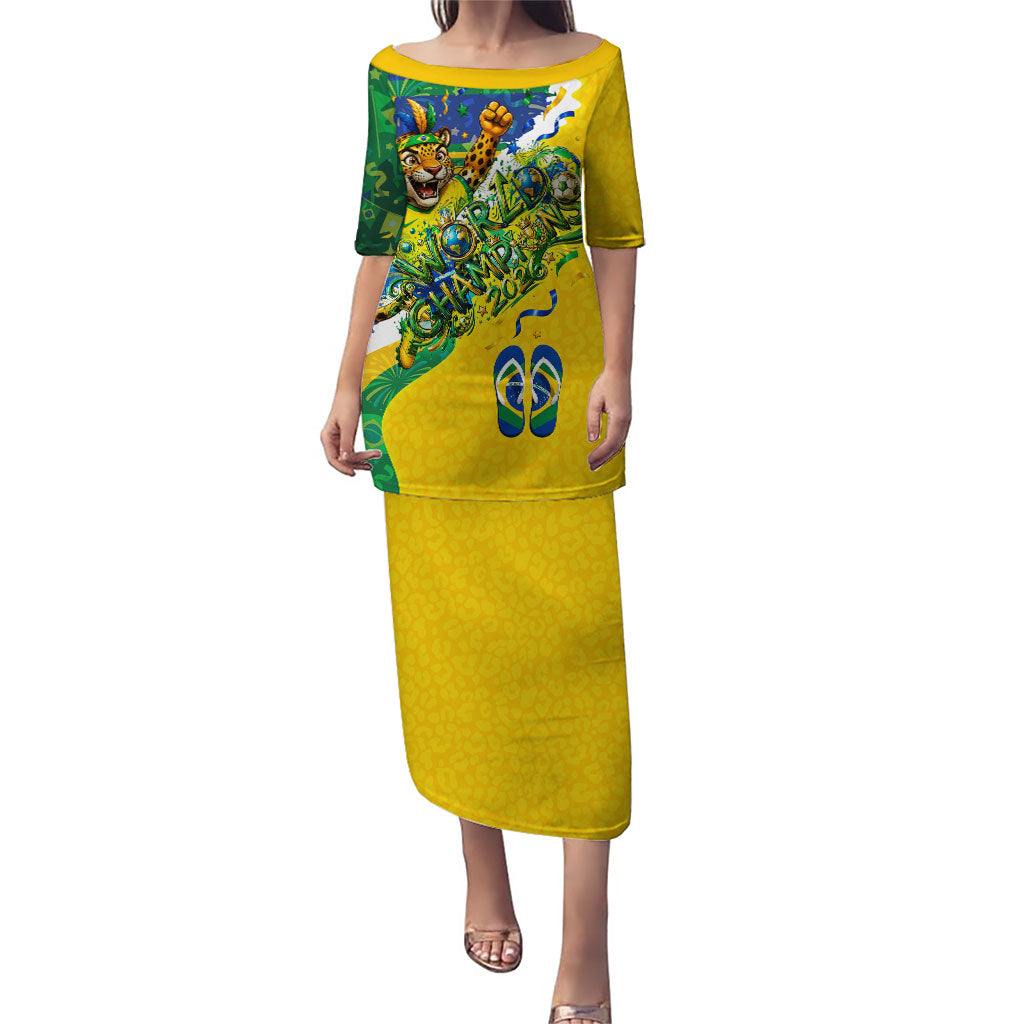 Brazil Football World Champions 2026 Puletasi Brasil Futebol - Jaguar Mascot - Vibrant Carnival Style