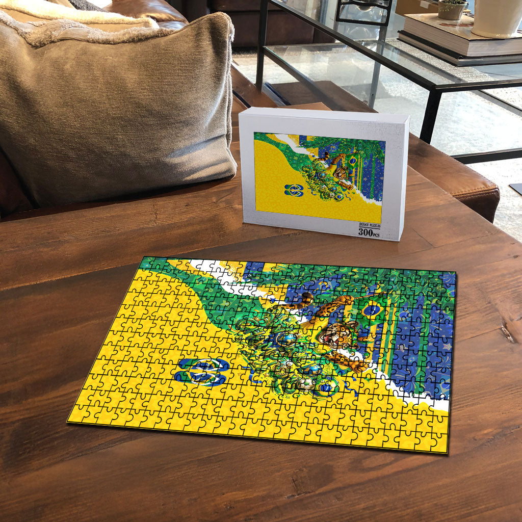 Brazil Football World Champions 2026 Puzzle Brasil Futebol - Jaguar Mascot - Vibrant Carnival Style