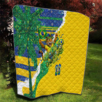 Brazil Football World Champions 2026 Quilt Brasil Futebol - Jaguar Mascot - Vibrant Carnival Style
