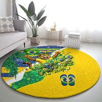 Brazil Football World Champions 2026 Round Carpet Brasil Futebol - Jaguar Mascot - Vibrant Carnival Style