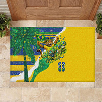 Brazil Football World Champions 2026 Rubber Doormat Brasil Futebol - Jaguar Mascot - Vibrant Carnival Style
