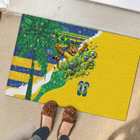 Brazil Football World Champions 2026 Rubber Doormat Brasil Futebol - Jaguar Mascot - Vibrant Carnival Style
