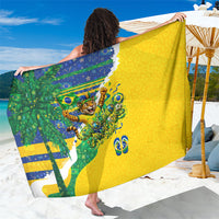 Brazil Football World Champions 2026 Sarong Brasil Futebol - Jaguar Mascot - Vibrant Carnival Style