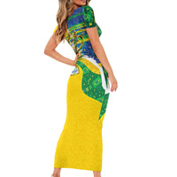 Brazil Football World Champions 2026 Short Sleeve Bodycon Dress Brasil Futebol - Jaguar Mascot - Vibrant Carnival Style