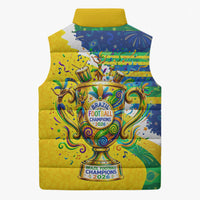 Brazil Football World Champions 2026 Sleeveless Puffer Jacket Brasil Futebol - Jaguar Mascot - Vibrant Carnival Style
