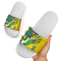 Brazil Football World Champions 2026 Slide Sandals Brasil Futebol - Jaguar Mascot - Vibrant Carnival Style
