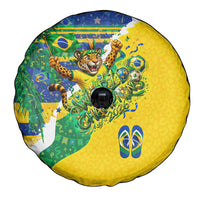 Brazil Football World Champions 2026 Spare Tire Cover Brasil Futebol - Jaguar Mascot - Vibrant Carnival Style
