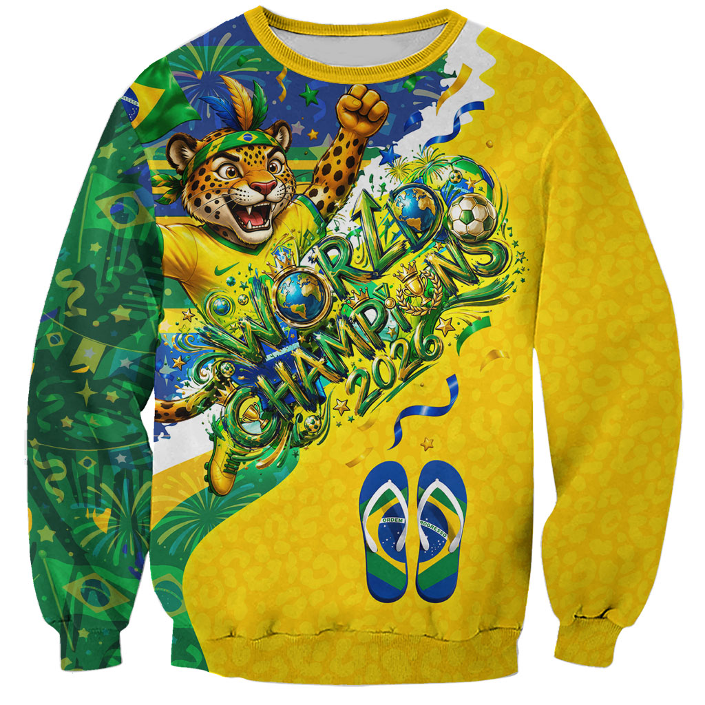 Brazil Football World Champions 2026 Sweatshirt Brasil Futebol - Jaguar Mascot - Vibrant Carnival Style