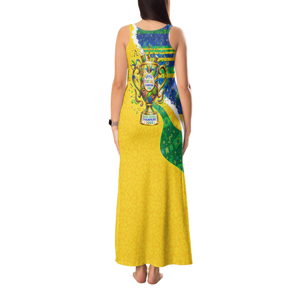 Brazil Football World Champions 2026 Tank Maxi Dress Brasil Futebol - Jaguar Mascot - Vibrant Carnival Style