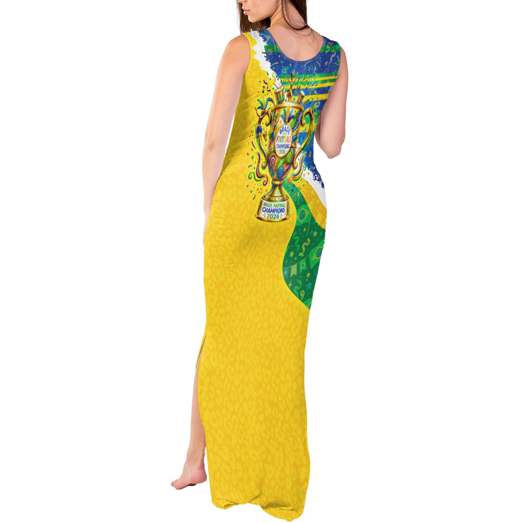 Brazil Football World Champions 2026 Tank Maxi Dress Brasil Futebol - Jaguar Mascot - Vibrant Carnival Style