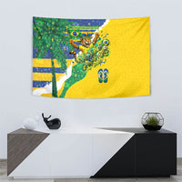 Brazil Football World Champions 2026 Tapestry Brasil Futebol - Jaguar Mascot - Vibrant Carnival Style