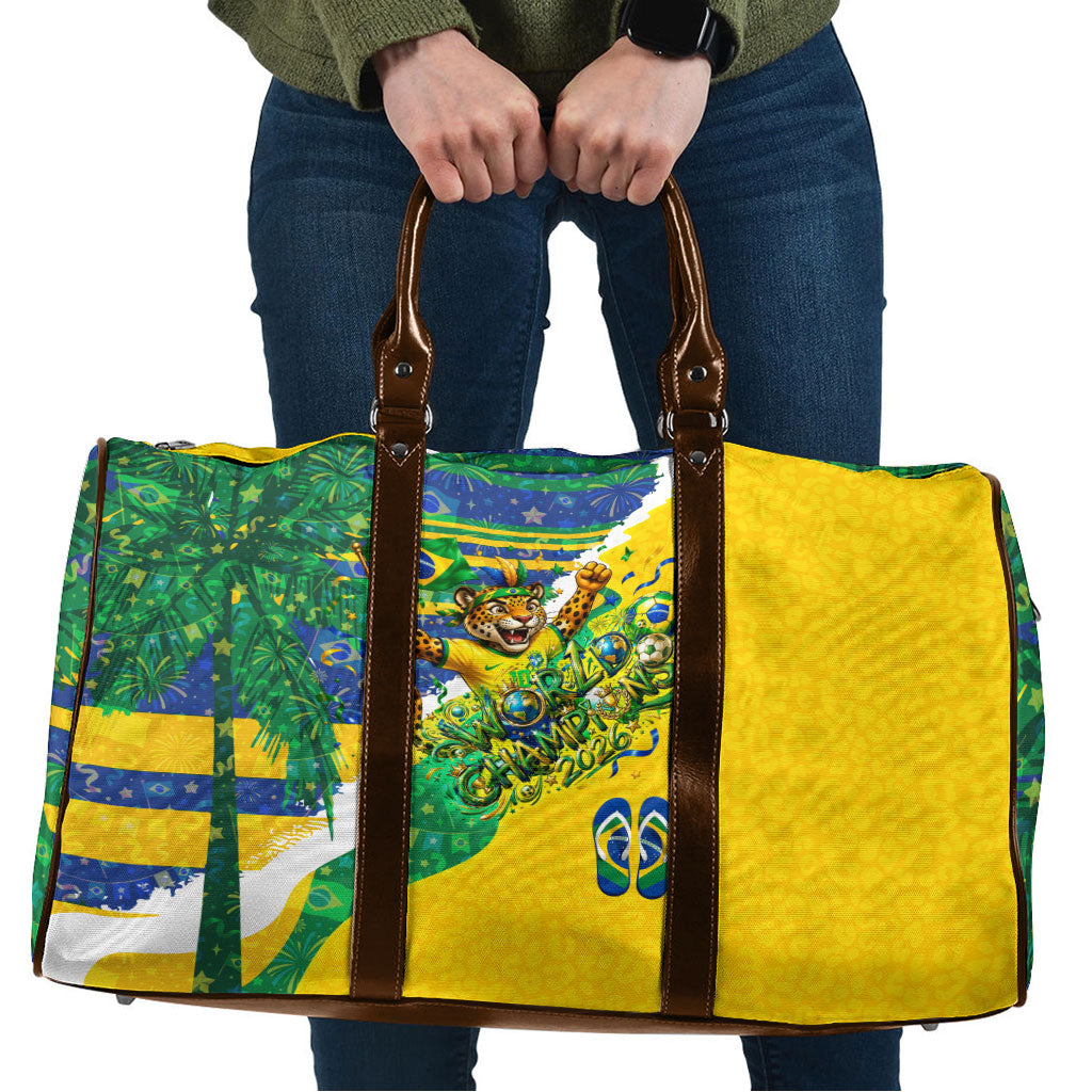Brazil Football World Champions 2026 Travel Bag Brasil Futebol - Jaguar Mascot - Vibrant Carnival Style