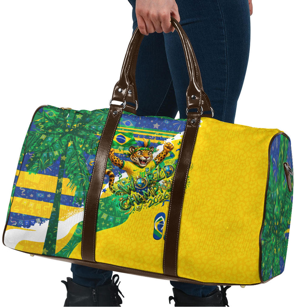 Brazil Football World Champions 2026 Travel Bag Brasil Futebol - Jaguar Mascot - Vibrant Carnival Style