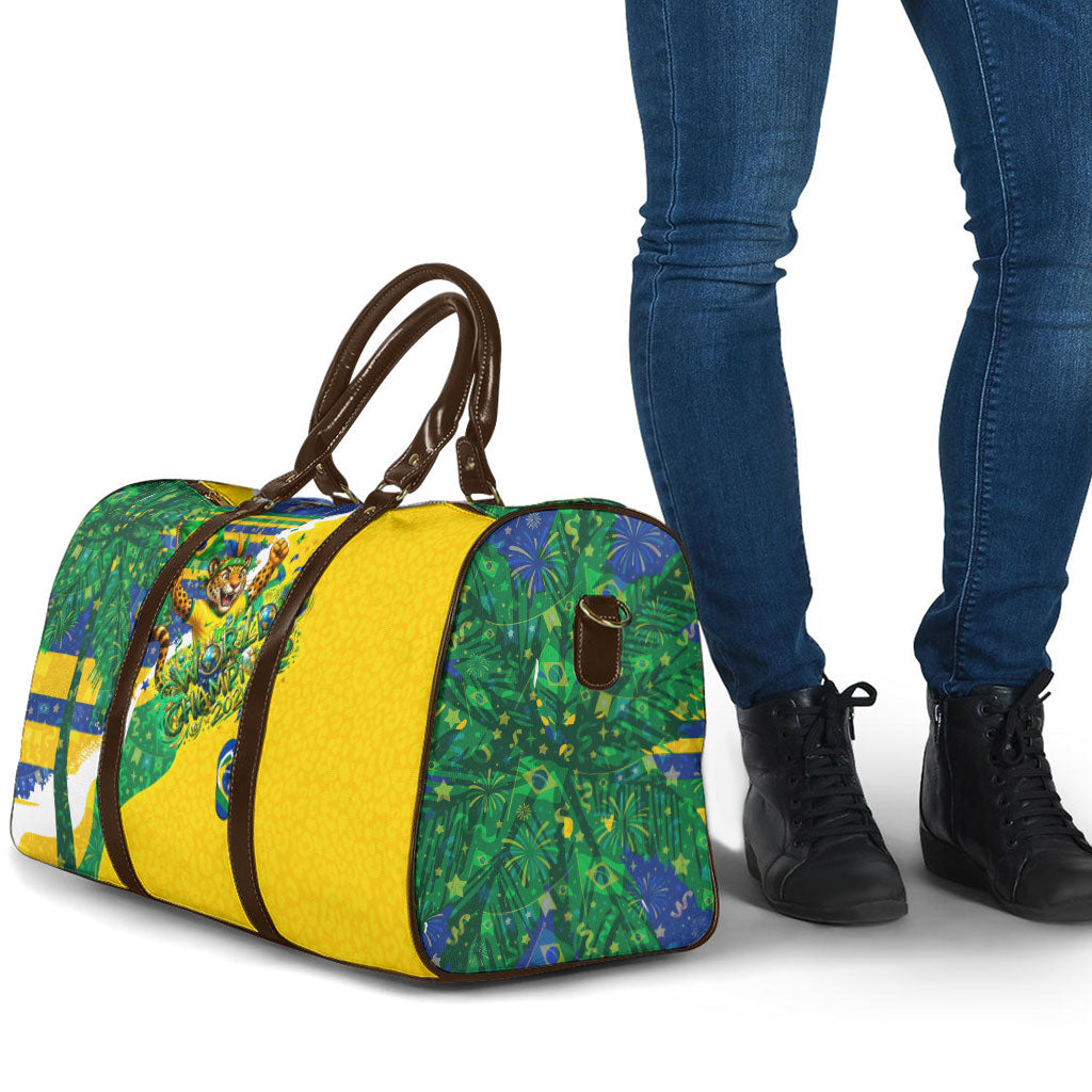 Brazil Football World Champions 2026 Travel Bag Brasil Futebol - Jaguar Mascot - Vibrant Carnival Style