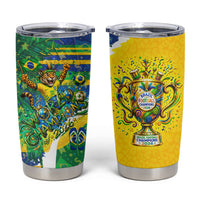 Brazil Football World Champions 2026 Tumbler Cup Brasil Futebol - Jaguar Mascot - Vibrant Carnival Style