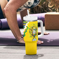 Brazil Football World Champions 2026 Tumbler With Handle Brasil Futebol - Jaguar Mascot - Vibrant Carnival Style