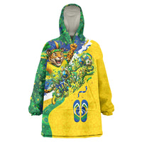 Brazil Football World Champions 2026 Wearable Blanket Hoodie Brasil Futebol - Jaguar Mascot - Vibrant Carnival Style