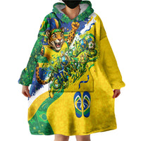 Brazil Football World Champions 2026 Wearable Blanket Hoodie Brasil Futebol - Jaguar Mascot - Vibrant Carnival Style
