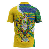 Brazil Football World Champions 2026 Zipper Polo Shirt Brasil Futebol - Jaguar Mascot - Vibrant Carnival Style