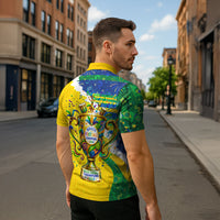 Brazil Football World Champions 2026 Zipper Polo Shirt Brasil Futebol - Jaguar Mascot - Vibrant Carnival Style