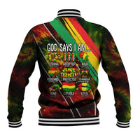 Juneteenth God Says I Am Christian Freedom Baseball Jacket Pan African Flag Colors Tie Dye Galaxy