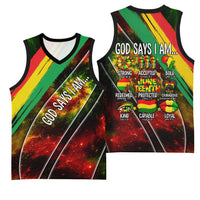 Juneteenth God Says I Am Christian Freedom Basketball Jersey Pan African Flag Colors Tie Dye Galaxy