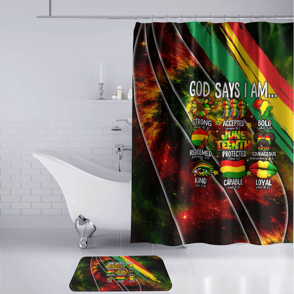 Juneteenth God Says I Am Christian Freedom Bathroom Set Pan African Flag Colors Tie Dye Galaxy