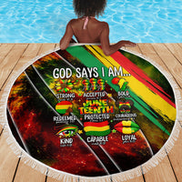 Juneteenth God Says I Am Christian Freedom Beach Blanket Pan African Flag Colors Tie Dye Galaxy