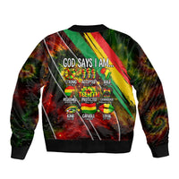 Juneteenth God Says I Am Christian Freedom Bomber Jacket Pan African Flag Colors Tie Dye Galaxy