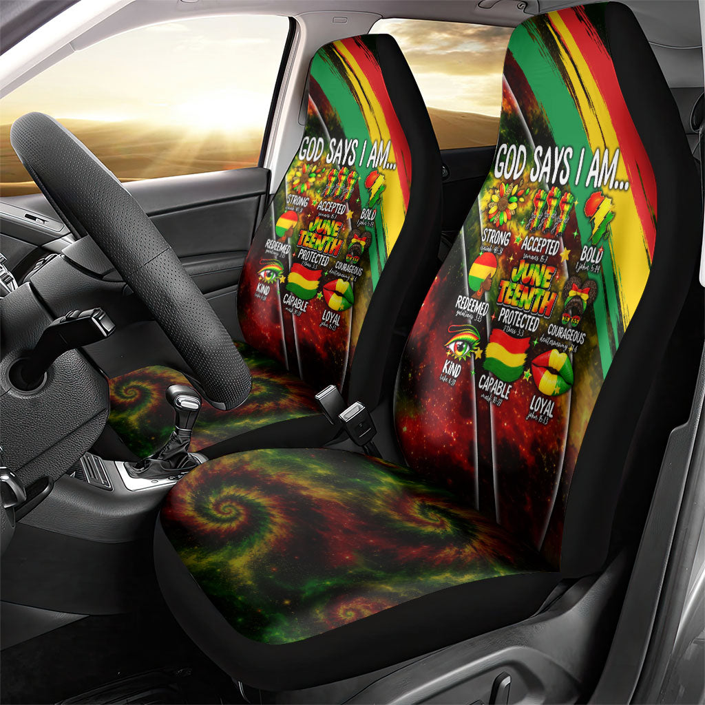 Juneteenth God Says I Am Christian Freedom Car Seat Cover Pan African Flag Colors Tie Dye Galaxy