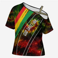 Juneteenth God Says I Am Christian Freedom Cross Shoulder Shirt Pan African Flag Colors Tie Dye Galaxy