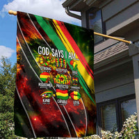 Juneteenth God Says I Am Christian Freedom Garden Flag Pan African Flag Colors Tie Dye Galaxy