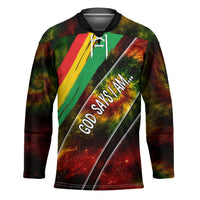 Juneteenth God Says I Am Christian Freedom Hockey Jersey Pan African Flag Colors Tie Dye Galaxy