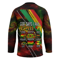 Juneteenth God Says I Am Christian Freedom Hockey Jersey Pan African Flag Colors Tie Dye Galaxy