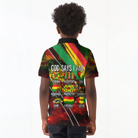 Juneteenth God Says I Am Christian Freedom Kid Polo Shirt Pan African Flag Colors Tie Dye Galaxy