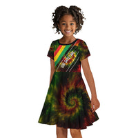 Juneteenth God Says I Am Christian Freedom Kid Short Sleeve Dress Pan African Flag Colors Tie Dye Galaxy