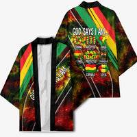Juneteenth God Says I Am Christian Freedom Kimono Pan African Flag Colors Tie Dye Galaxy