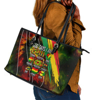 Juneteenth God Says I Am Christian Freedom Leather Tote Bag Pan African Flag Colors Tie Dye Galaxy