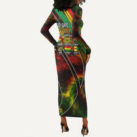 Juneteenth God Says I Am Christian Freedom Long Sleeve Bodycon Dress Pan African Flag Colors Tie Dye Galaxy