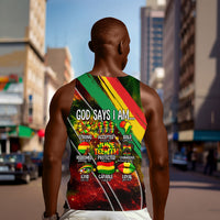 Juneteenth God Says I Am Christian Freedom Men Tank Top Pan African Flag Colors Tie Dye Galaxy